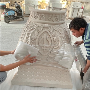 Portugal Beige Limestone Stones Sculptured Column