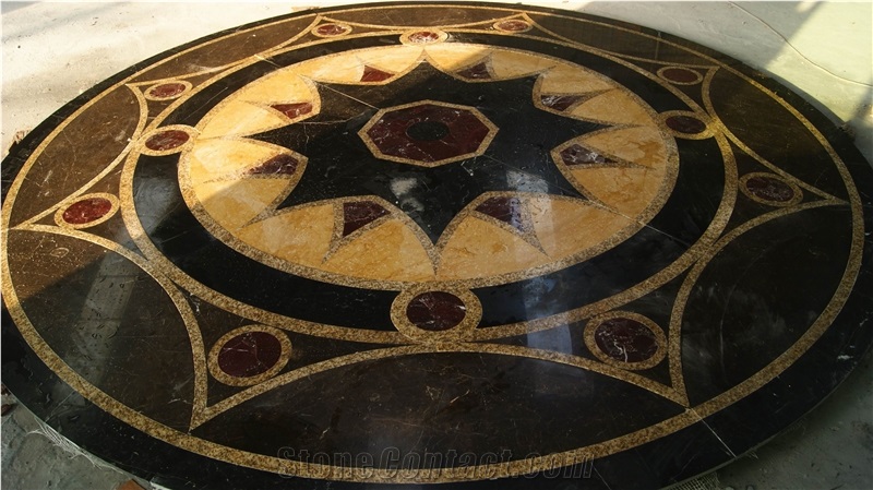 Round Pebble Mosaic Carpet Medallion Tile Flooring