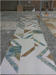 Square Colorful Marble Water Jet Medallion Or Water