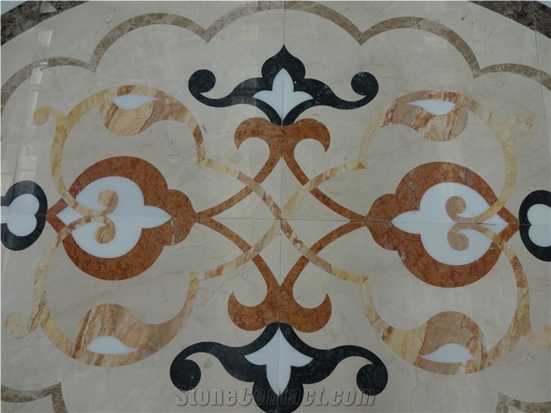 Square Colorful Marble Water Jet Medallion Or Water