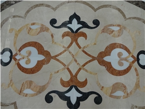 Square Colorful Marble Water Jet Medallion Or Water