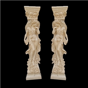 Stone Pillar Marble Carved Column For Project