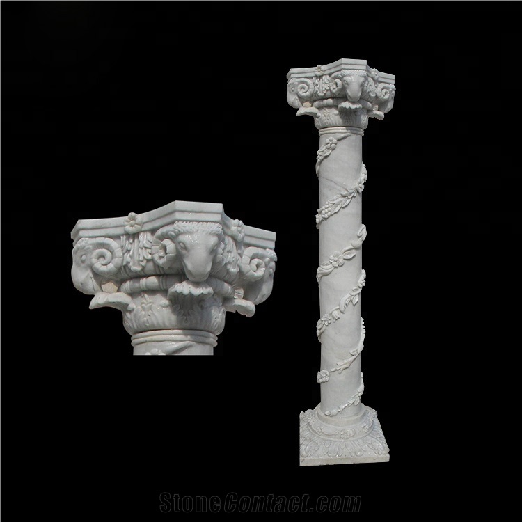 Stone Pillar Marble Carved Column For Project