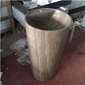 Vessel Sink Beige Travertine For Home Decoration