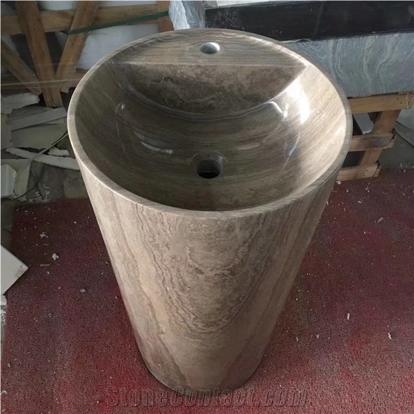 Vessel Sink Beige Travertine For Home Decoration