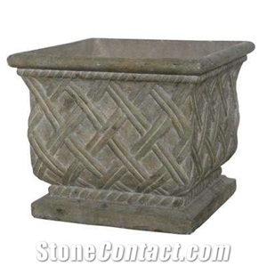 White Decorative Garden Large Square Marble Flowerpot