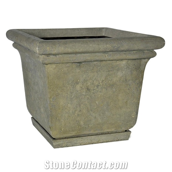 White Decorative Garden Large Square Marble Flowerpot