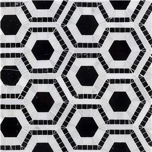 White Triangle Mosaic Dolomite White Marble Tile