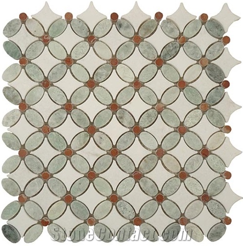 White Triangle Mosaic Dolomite White Marble Tile