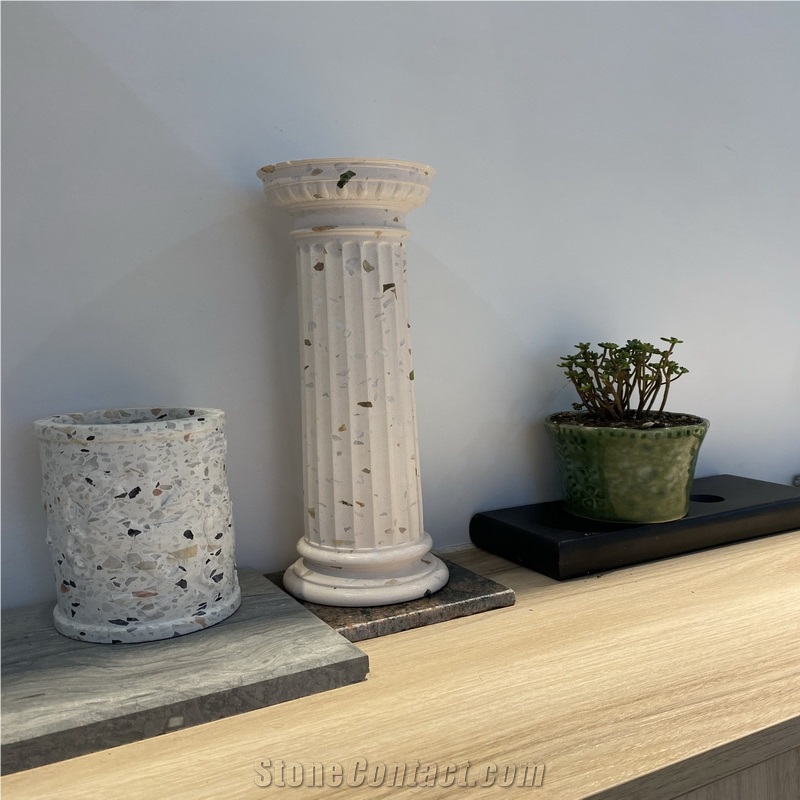 Terrazzo Stone Roman Column Pillars Hollow Column For Indoor