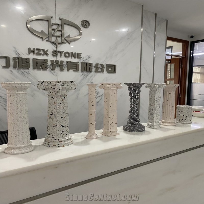 Terrazzo Stone Roman Column Pillars Hollow Column For Indoor