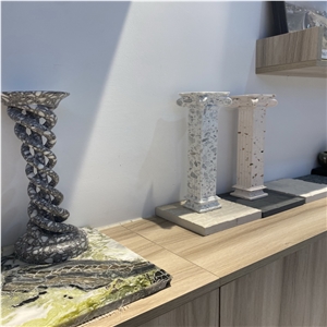 Terrazzo Stone Roman Column Pillars Hollow Column For Indoor