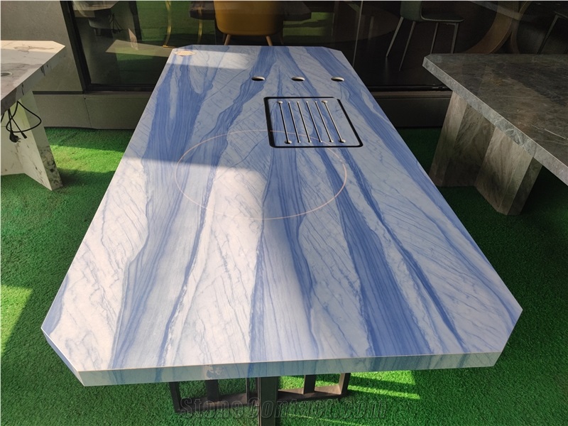 Azul Macaubas Dining Tables Made Of Sintered Stone Panels
