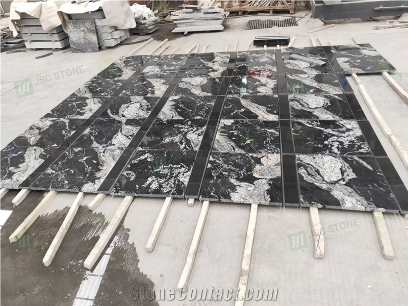Black And White Royal Ballet Granite Prefabricated Tiles