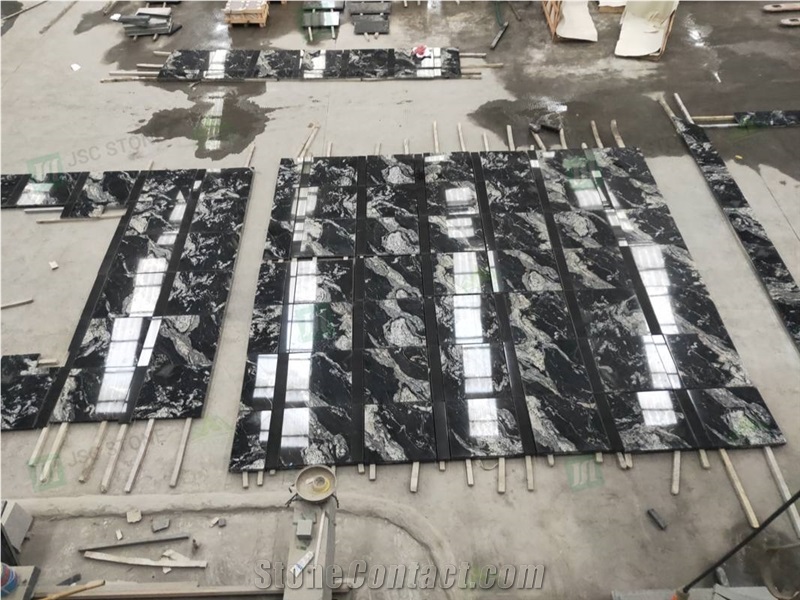 Black And White Royal Ballet Granite Prefabricated Tiles