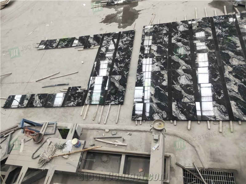 Black And White Royal Ballet Granite Prefabricated Tiles