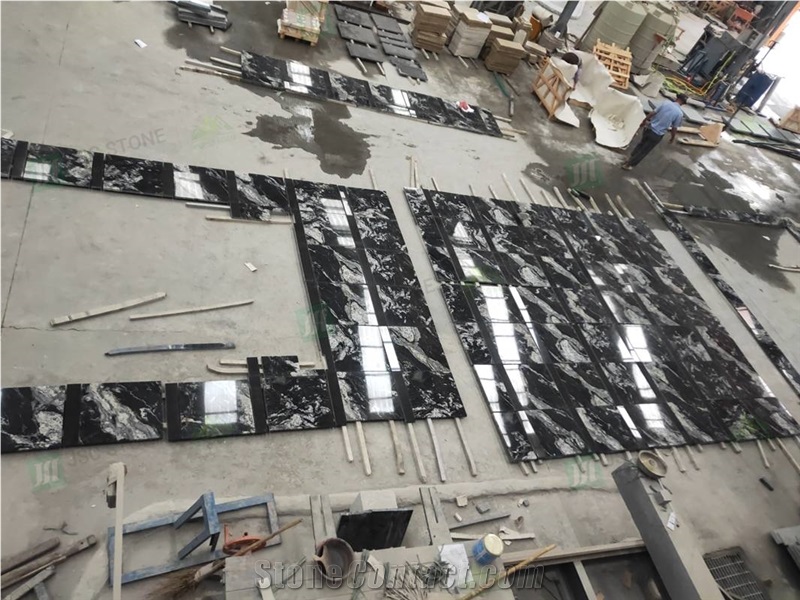 Black And White Royal Ballet Granite Prefabricated Tiles