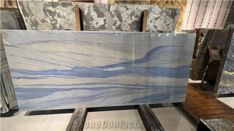 Luxury Jade Blue Sky Slabs For Wall Decoration