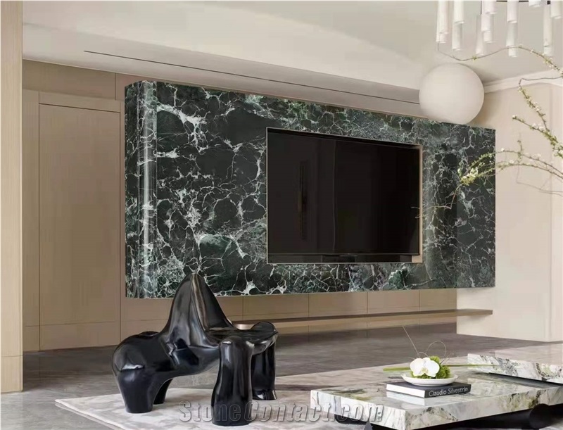 Prada Green Breccia Green Exotic Green Marble Slab Tile