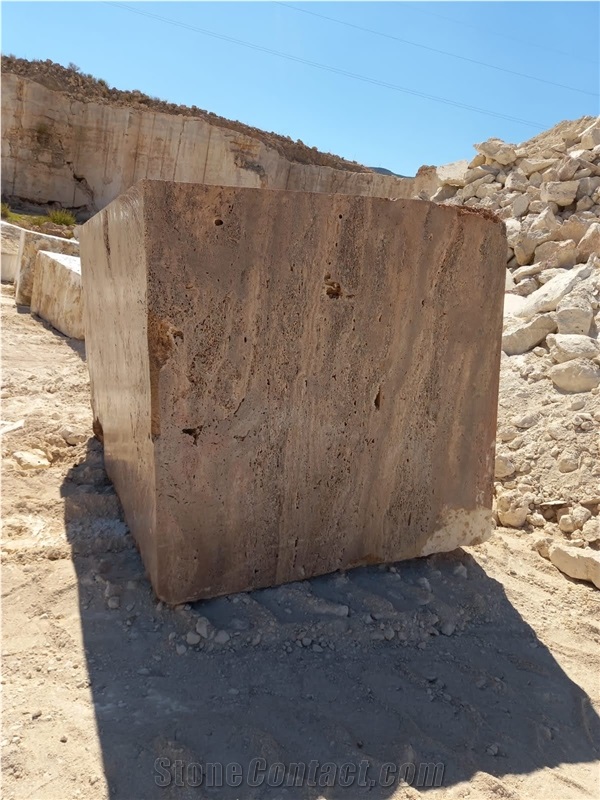 Olivillo Travertine Blocks, Travertino Olivo Raw Blocks