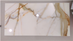 Artificial Calacatta Gold Quartz Slabs For Bar Top