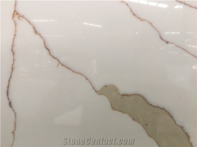 Artificial Calacatta Gold Quartz Slabs For Bar Top