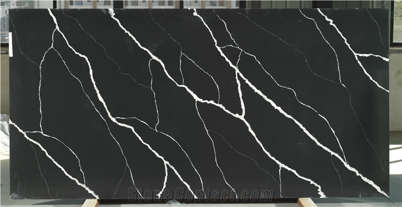 Black Artificial Stone Quartz Kitchen Countertops And Top