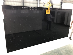 Black Basic Colour With Glisten Mirror Artifical Quartz Slab
