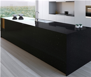 Black Mirror Grains Engineered Quartz Countertops,Worktop
