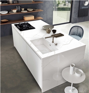 Calacatta Look Artificial Quartz Kitchen Island Bench Top