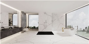 Endmatch White Glazed Sintered Stone Slabs Wall Panel