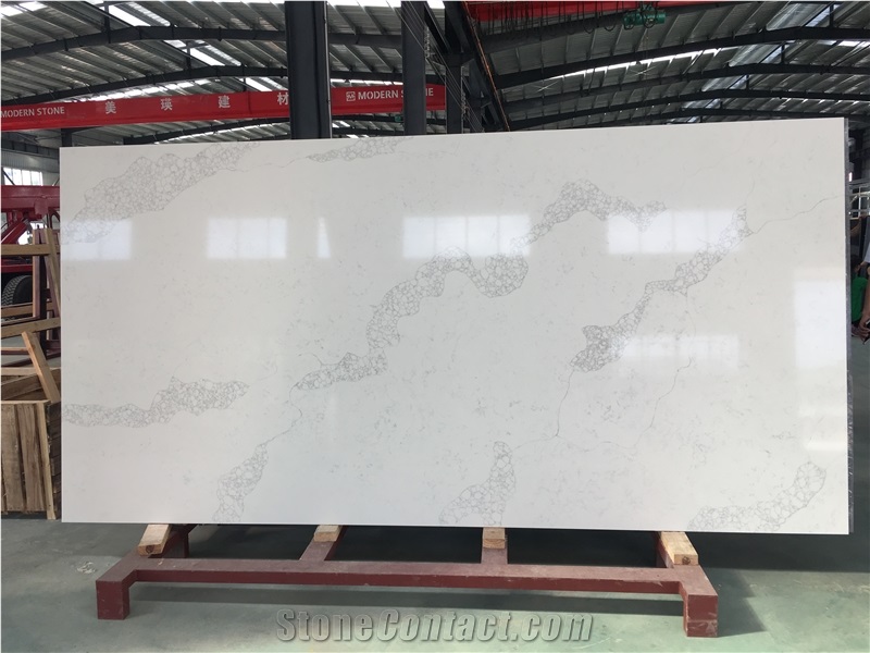 Engineered Artifical Calacatta White Quartz Stone Slabs