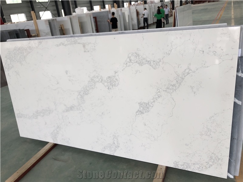 Engineered Artifical Calacatta White Quartz Stone Slabs