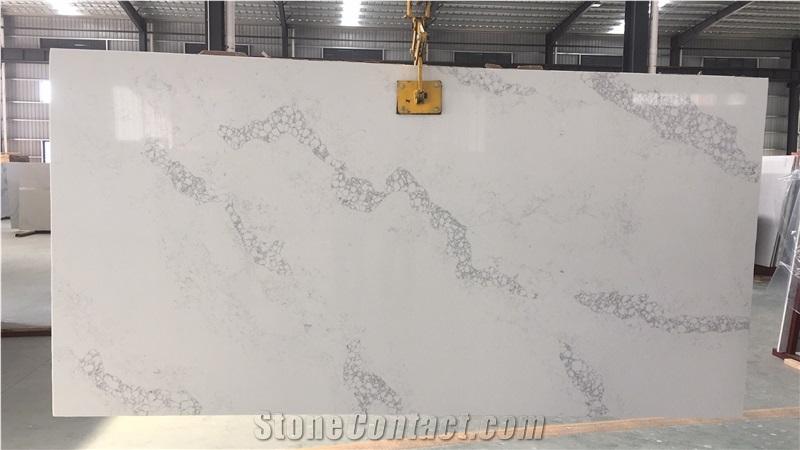 Engineered Artifical Calacatta White Quartz Stone Slabs