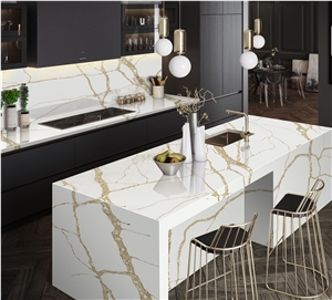 Engineered Calacatta Gold Kitchen Prefab Countertops