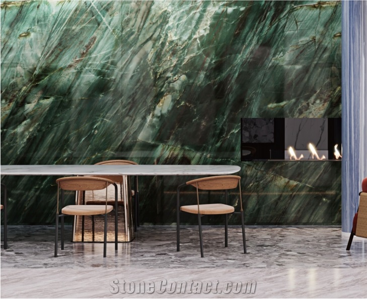 Glazed Royal Emerald Green Quartrzite Sintered Stone Wall And Floor Slab Tile