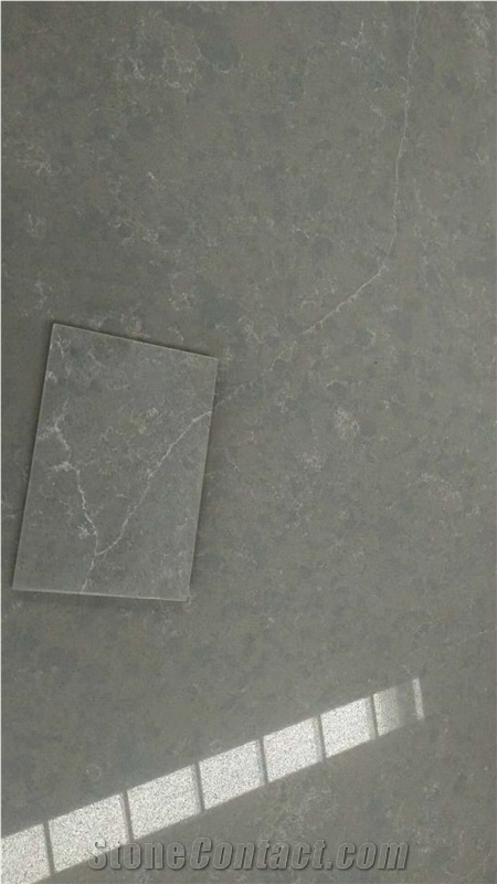 Grey Artificial Quartz Stone Kitchen Countertop Island Top