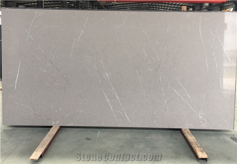 Grey With White Veins Engineered Quartz Slabs