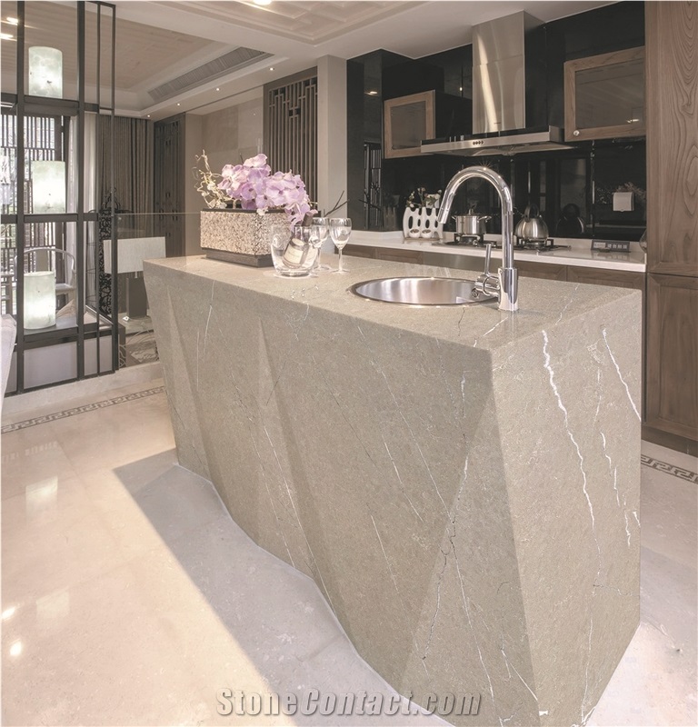Grey With White Veins Engineered Quartz Slabs
