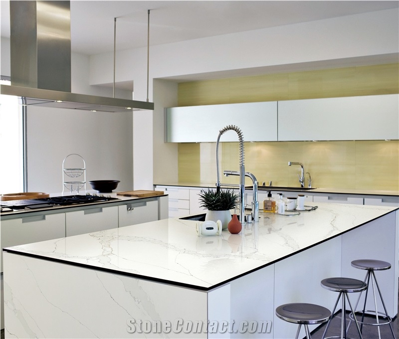 Hot Selling Artificial Calacatta Quartz Slabs For Worktops