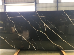 Nero Marquina Marble Look Engineered Quartz Stone Slabs