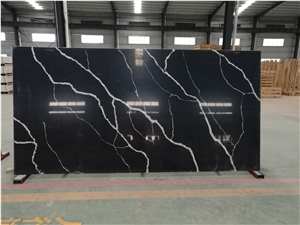 Nero Marquina Marble Look Engineered Quartz Stone Slabs