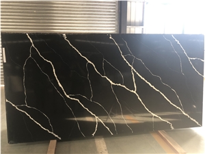 Nero Marquina Marble Look Engineered Quartz Stone Slabs