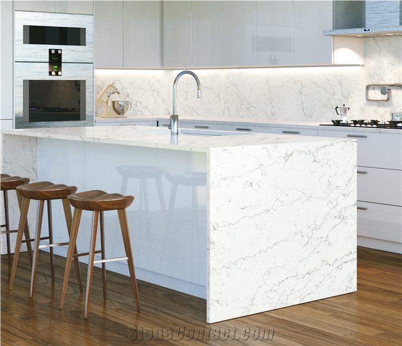 Prefab Artificial Quartz Stone Kitchen Countertop Island Top
