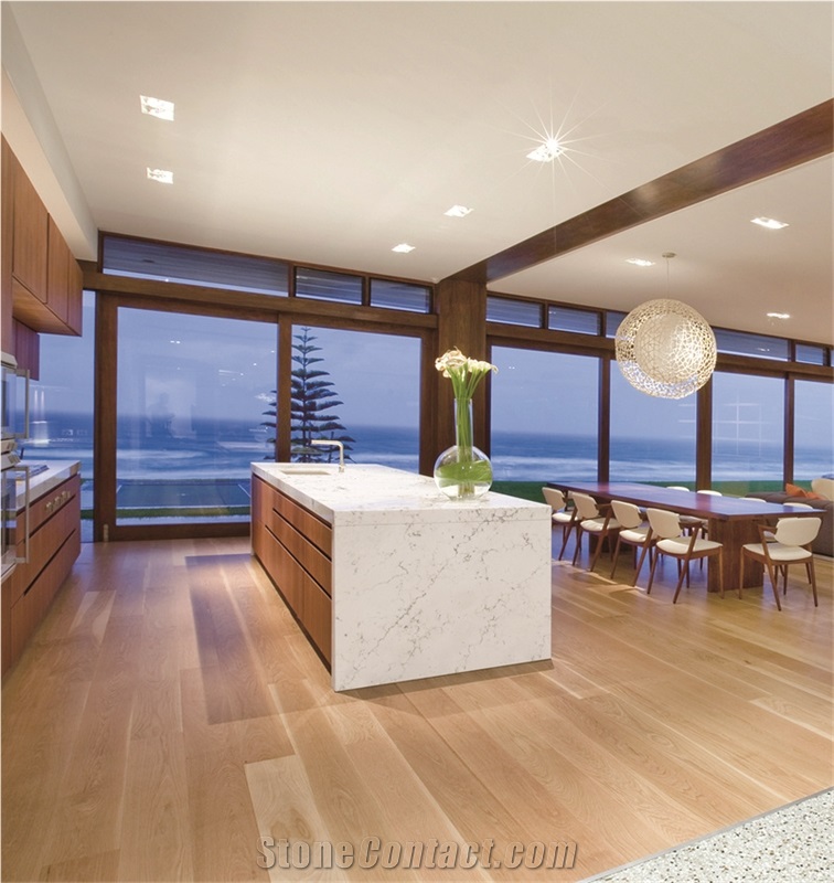 Prefab Artificial Quartz Stone Kitchen Countertop Island Top