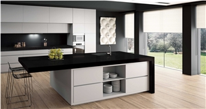Pure Black Artificial Quartz Countertop,Bench Top, Artificial Stone Kitchen Tops