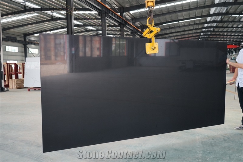 Pure Black Artificial Quartz Countertop,Bench Top, Artificial Stone Kitchen Tops