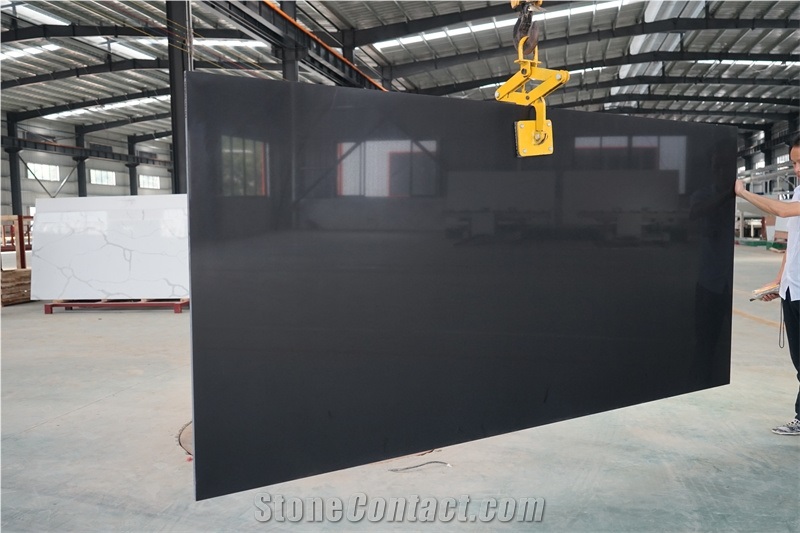 Pure Black Artificial Quartz Countertop,Bench Top, Artificial Stone Kitchen Tops