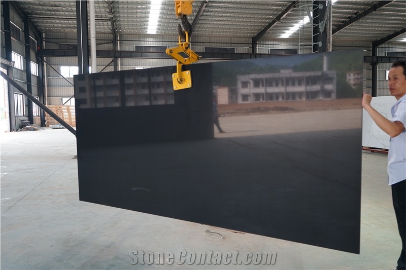 Pure Black Artificial Quartz Countertop,Bench Top, Artificial Stone Kitchen Tops
