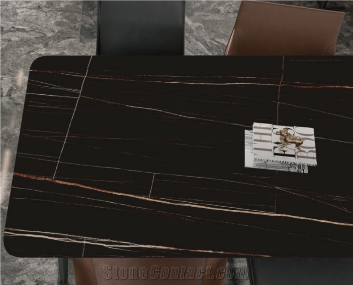 Saint Lauren Black Marble Look Sinterted Stone Table Top